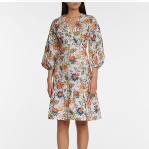 ERDEM White Floral Print Blouson Sleeve Dress – Size US 10 (UK 14) 🌸✨